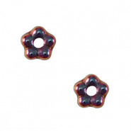 Czech glass beads flower 5mm - Jet Sliperit Full 23980-29503